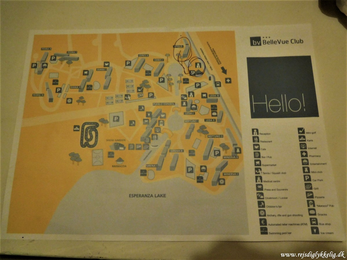 Anmeldelse af Hotel BelleVue Club Apollo - Kort over hotelområdet - Rejsdiglykkelig.dk